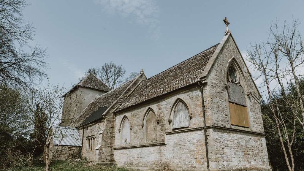 St Bartholomew's Church, Newington Bagpath. April 2024. Kate Cullen